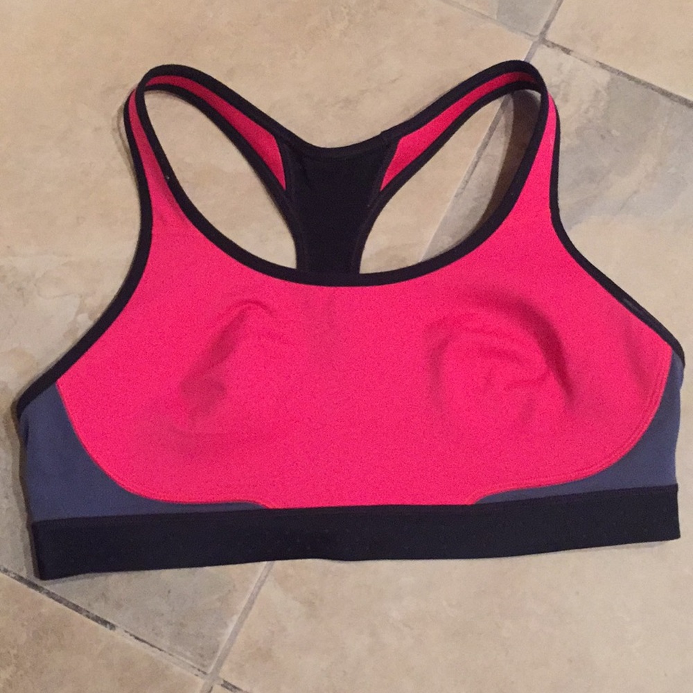 Champion Sports Bra Sz L Large Pink Black Gray